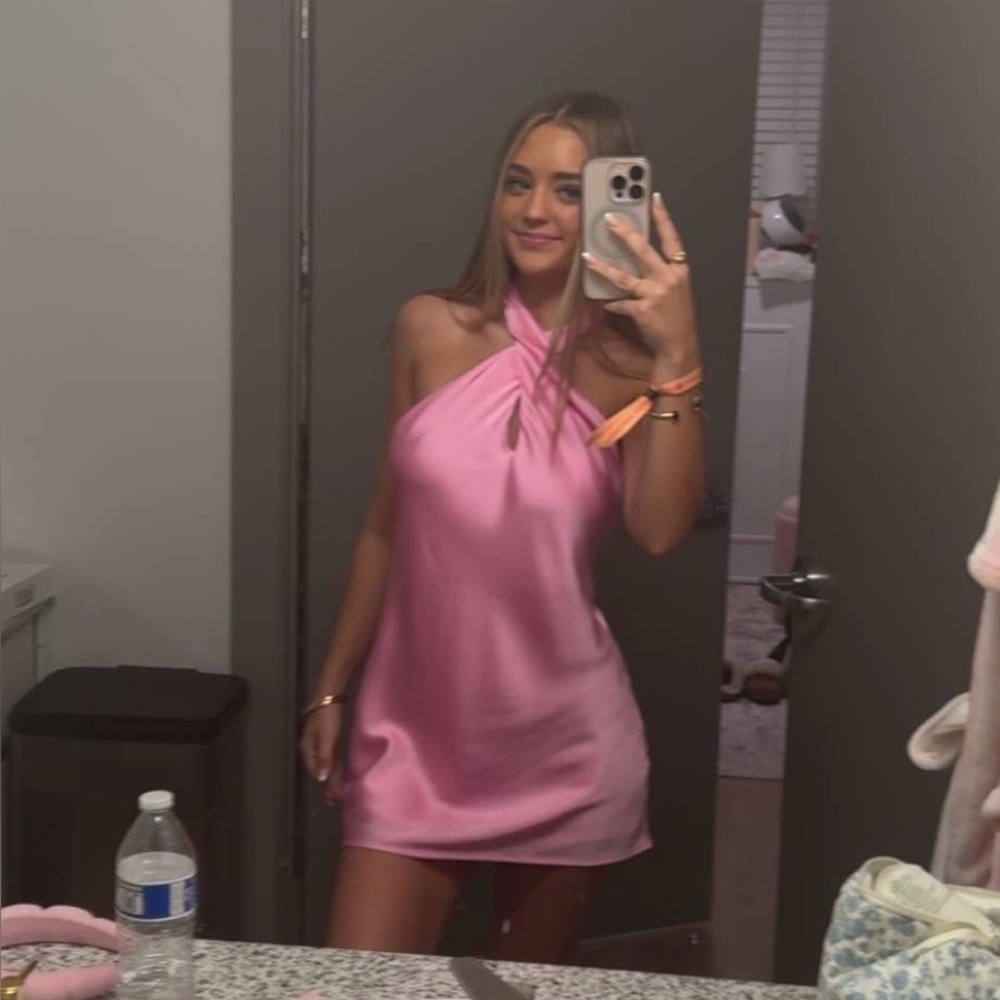 Show Me Your Mumu Jasmine Mini Dress in Pink Luxe Satin XS NWT